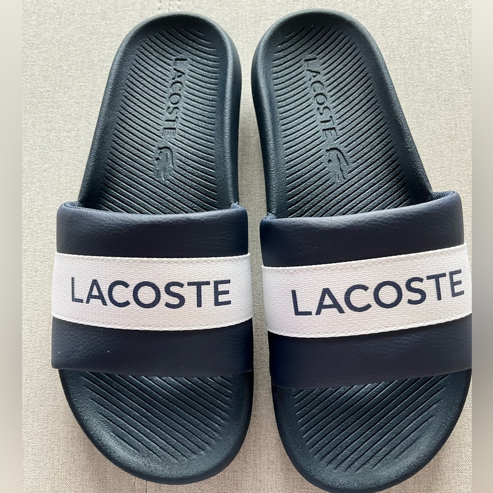 Men’s Lacoste Croco Textile Logo Flip Flops | Size 10